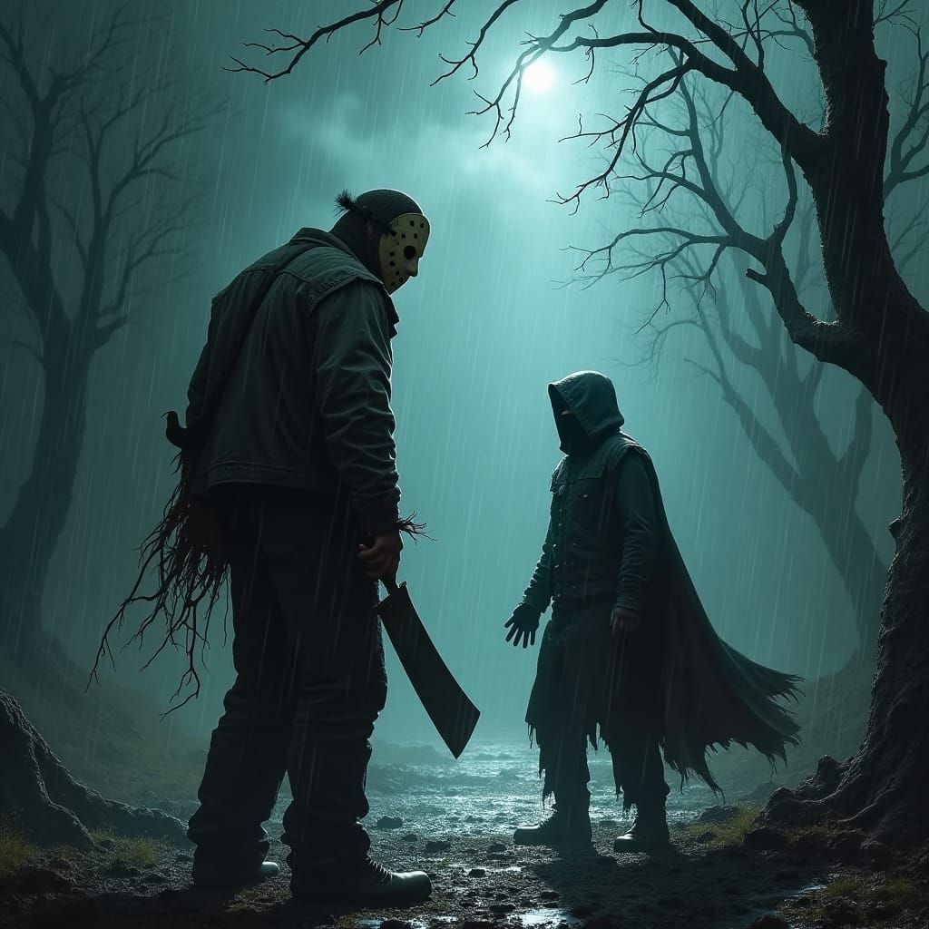 Jason Voorhees vs Sam in Torrential Storm