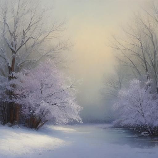 Snowflakes Settle: Impressionistic Winter Landscape