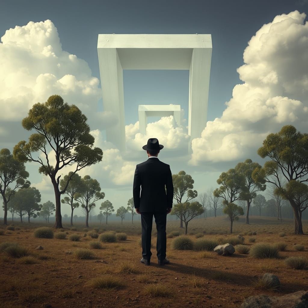 Square-Shaped Surreal Landscape in Muted Tones