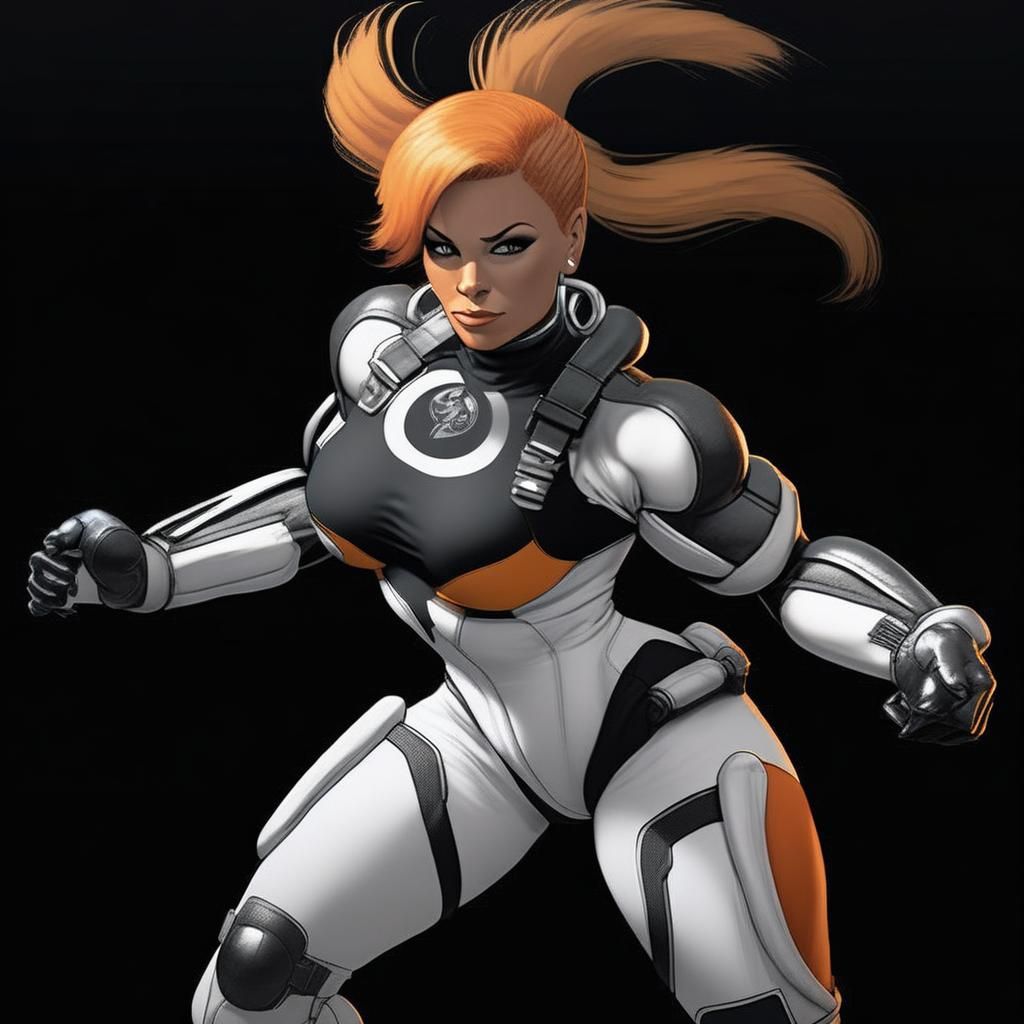 Female Bodybuilder as Comic Book Action Hero