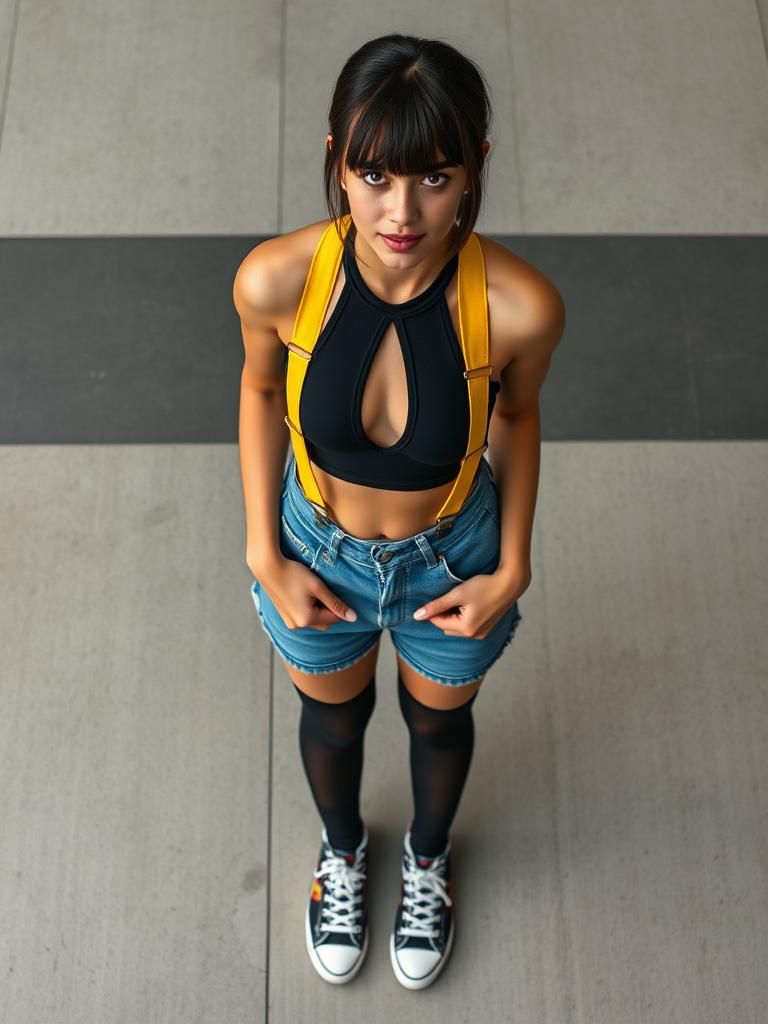 Latina with Bangs in Halter Top, Realistic 8k