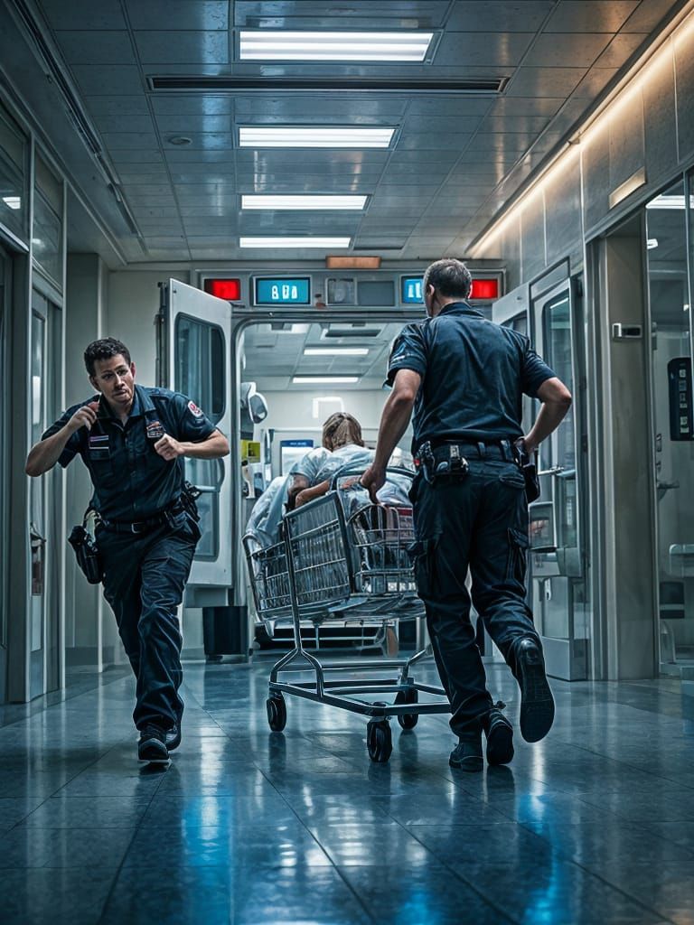 Emergency Response Scene in a Hospital Setting