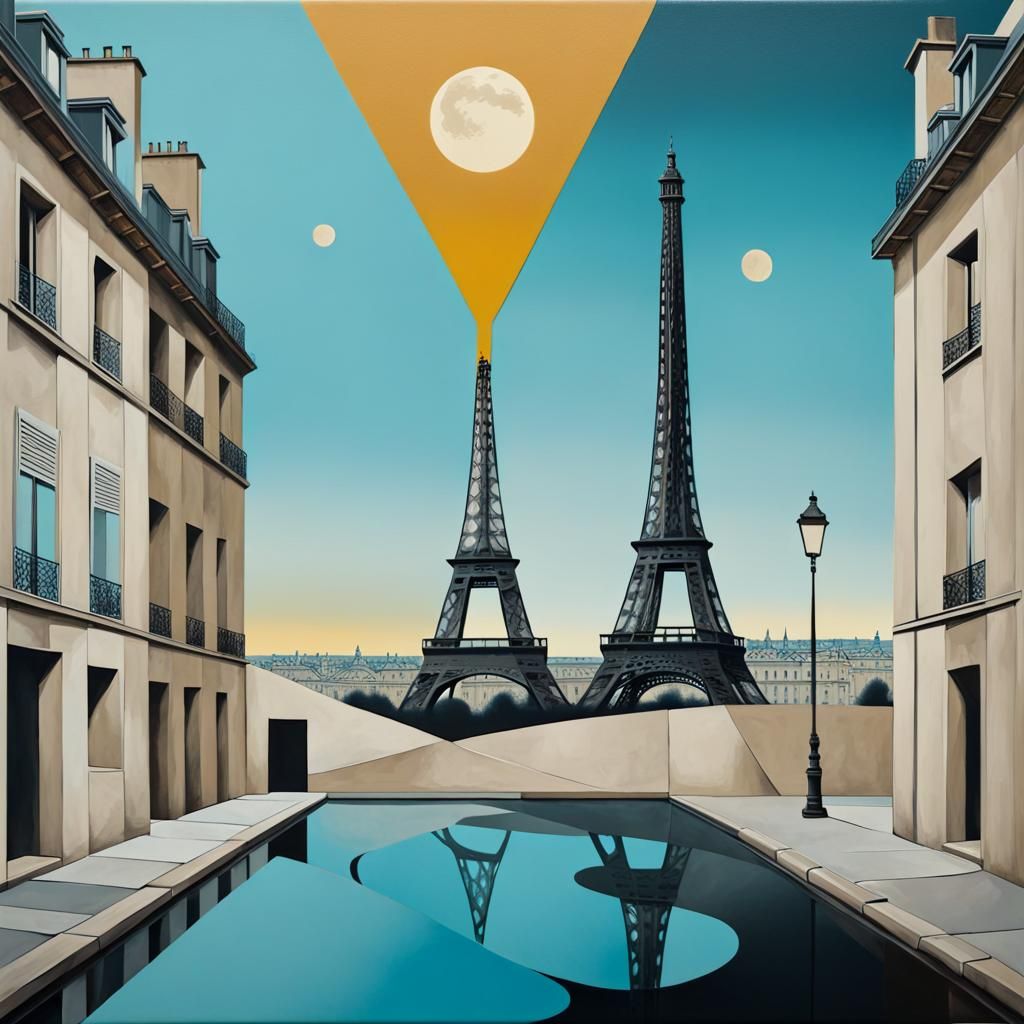 Minimalist Abstract Paris Collage in Surreal Style