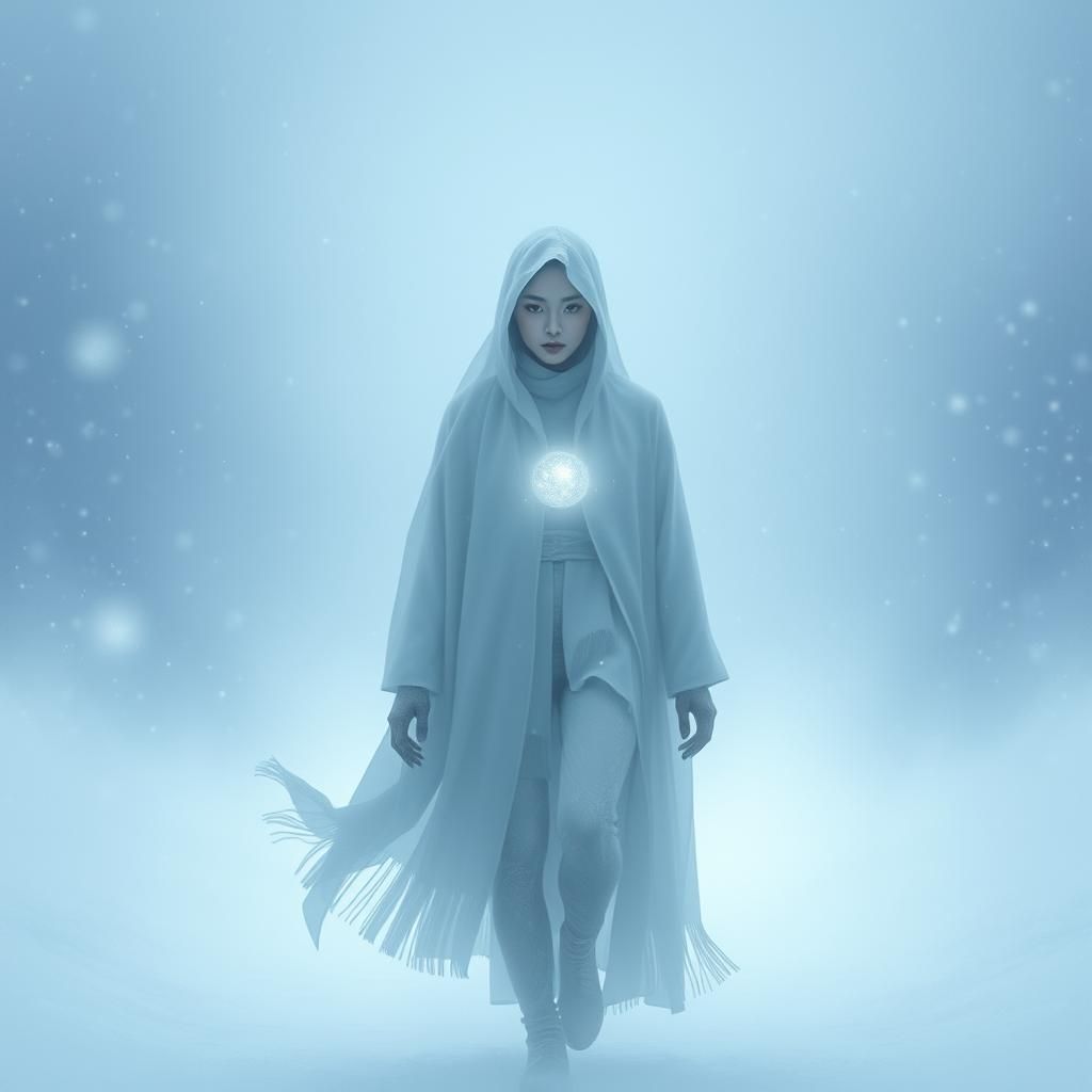 Ethereal Portrait of Yuki Onna Amidst Ice Storm