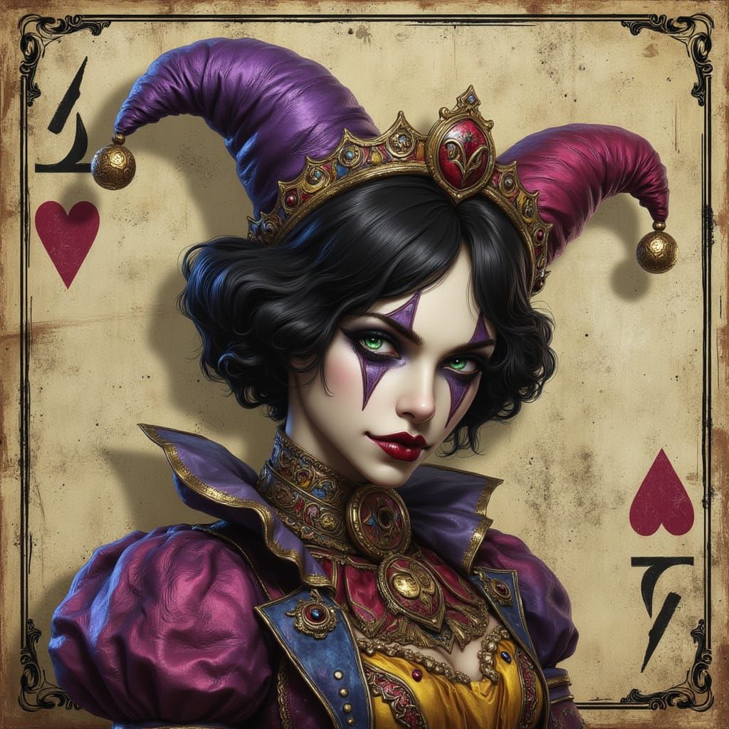 Gothic Alice Battles Queen of Hearts on Playing Card