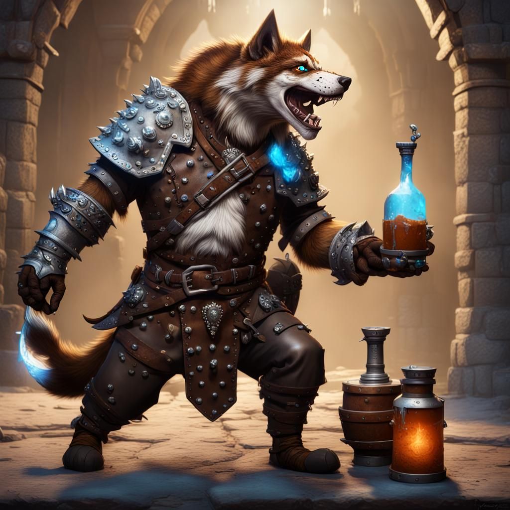 Gnoll Rogue in Studded Armor, Digital Art