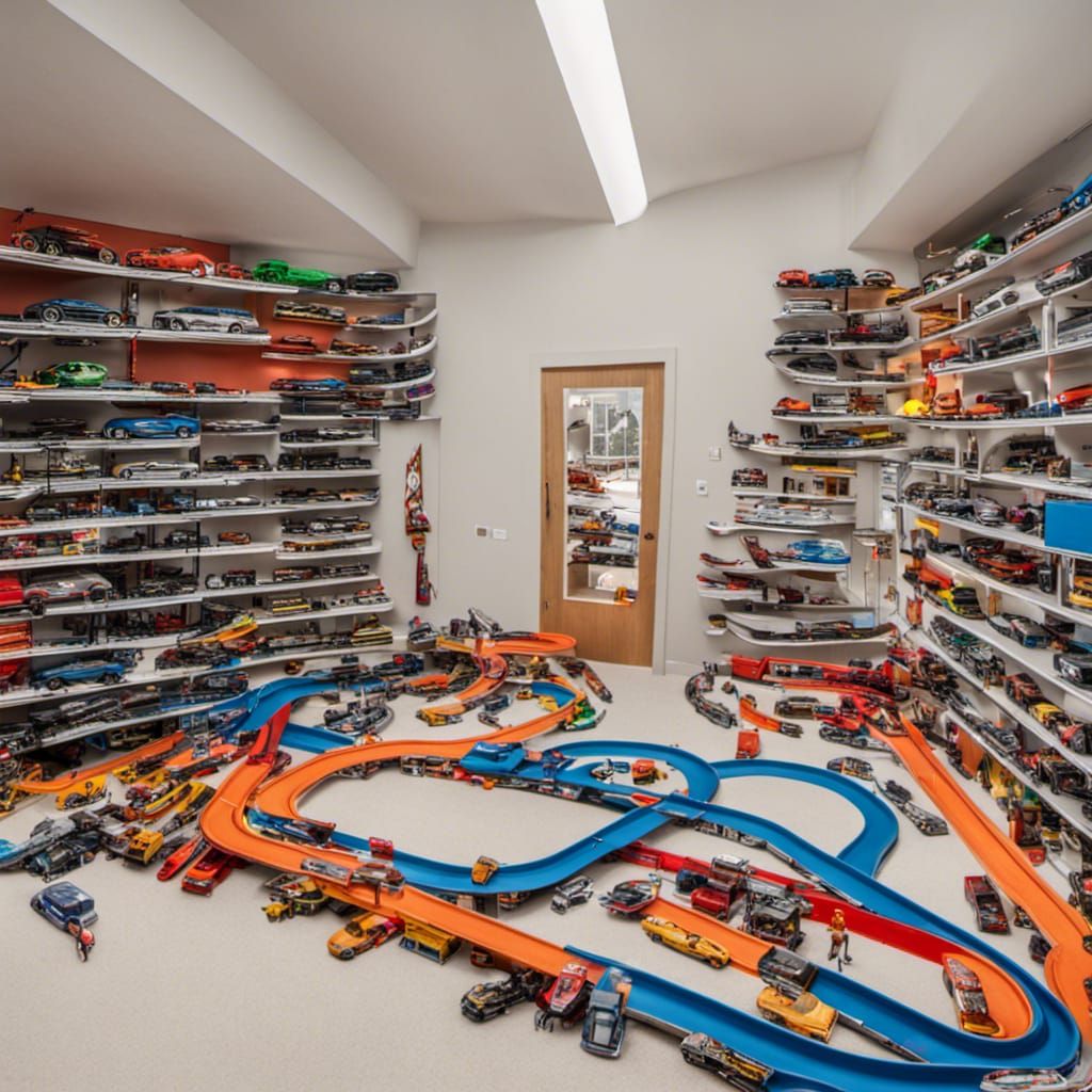 Room Overflowing with Hot Wheels Tracks