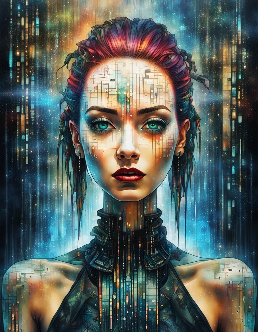 Cyberpunk Portrait with Holographic Effects