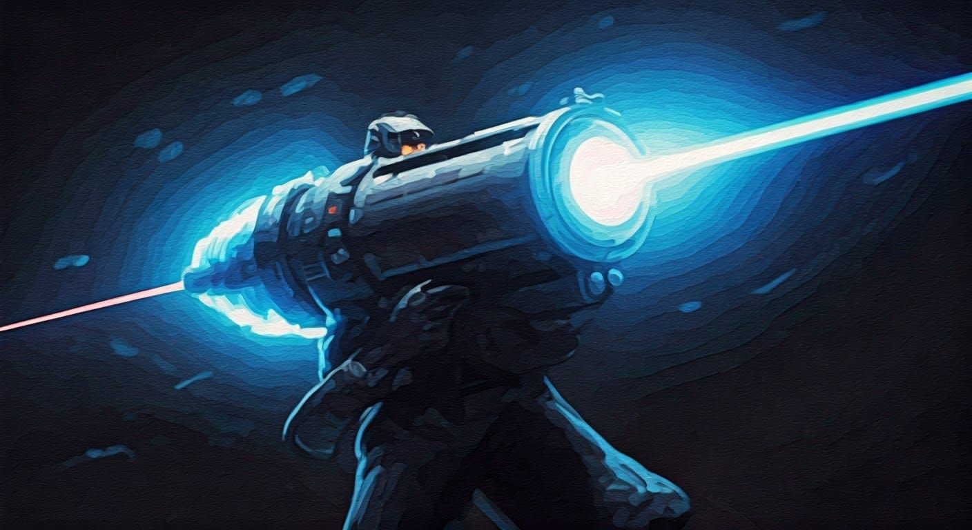 Laser Gun as Gouache Style Impressionist Painting