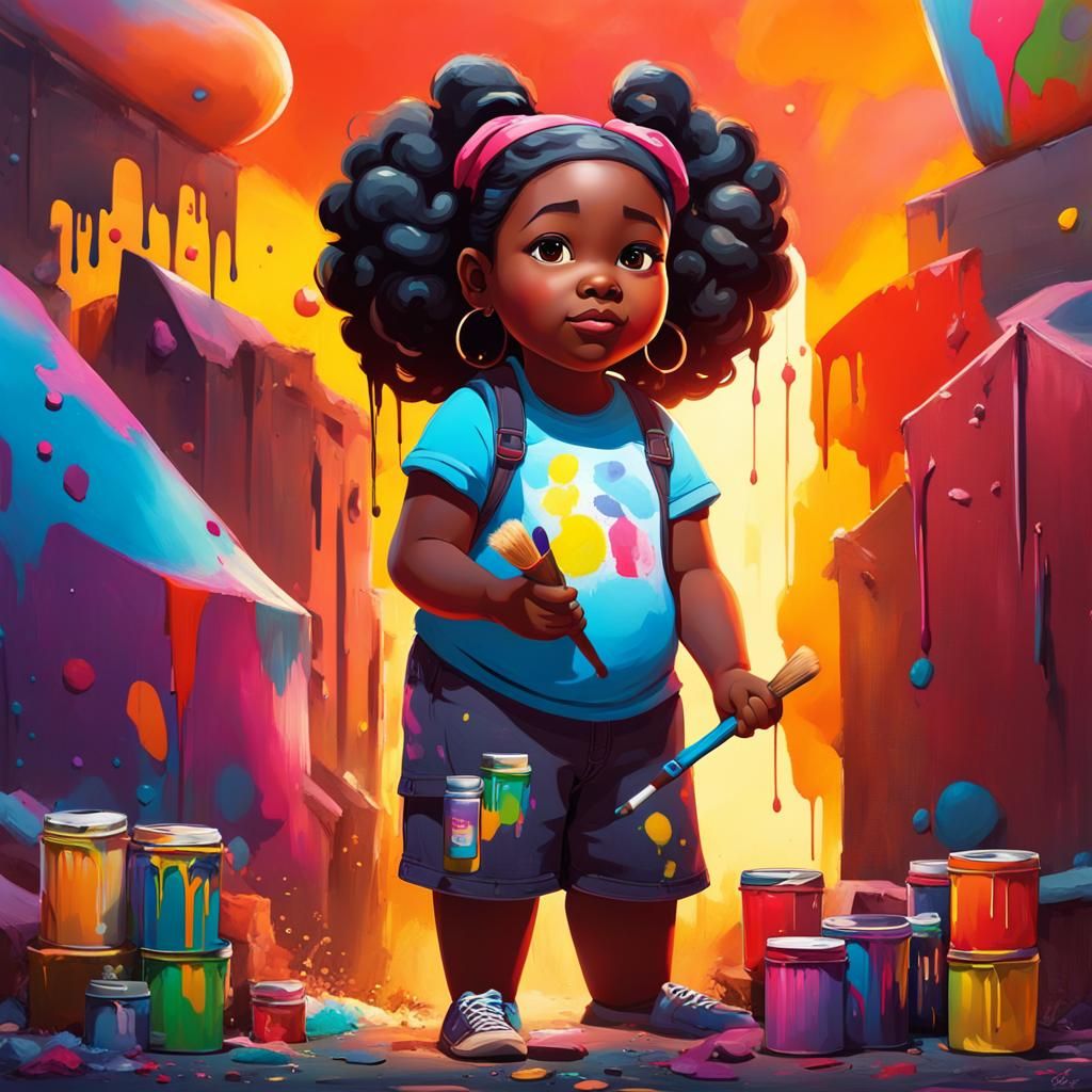 Girl at Art Camp in 3D Digital Graffiti Style