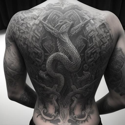 Cobra Tattoo Art on Woman's Back in Macro Detail