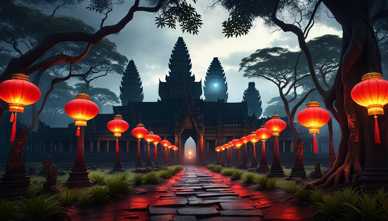 Mystic Lanterns Light Angkor Wat Path