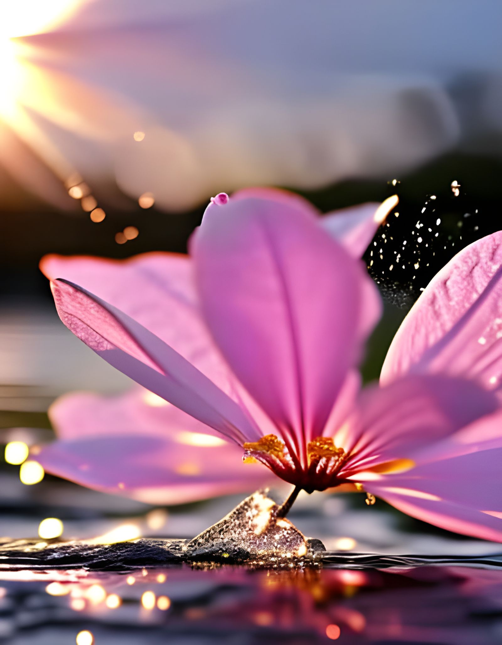 Cherry Blossom Petal Falling: Hyperdetailed Close-Up