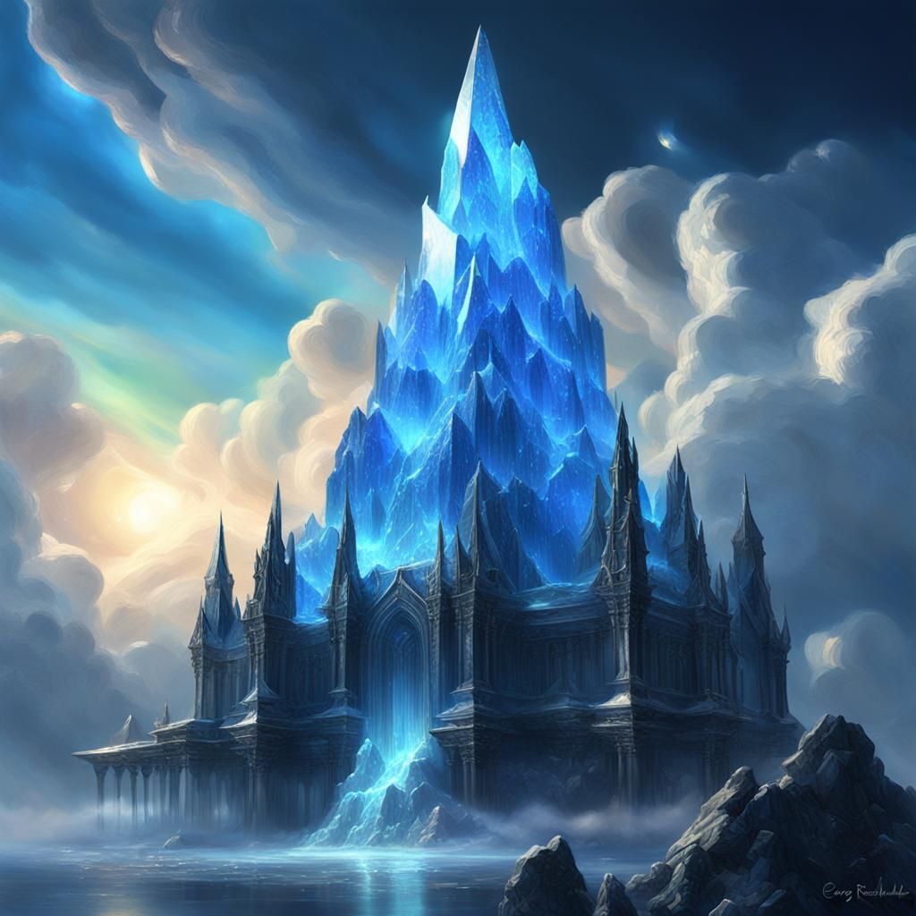Temple of Azure Dream: Dark Fantasy Digital Art