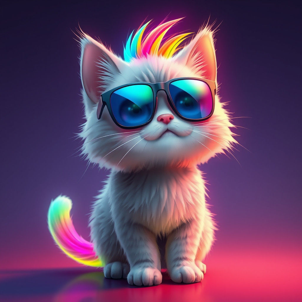 Neon Mohawk Cat: Pixar-Style Digital Concept Art