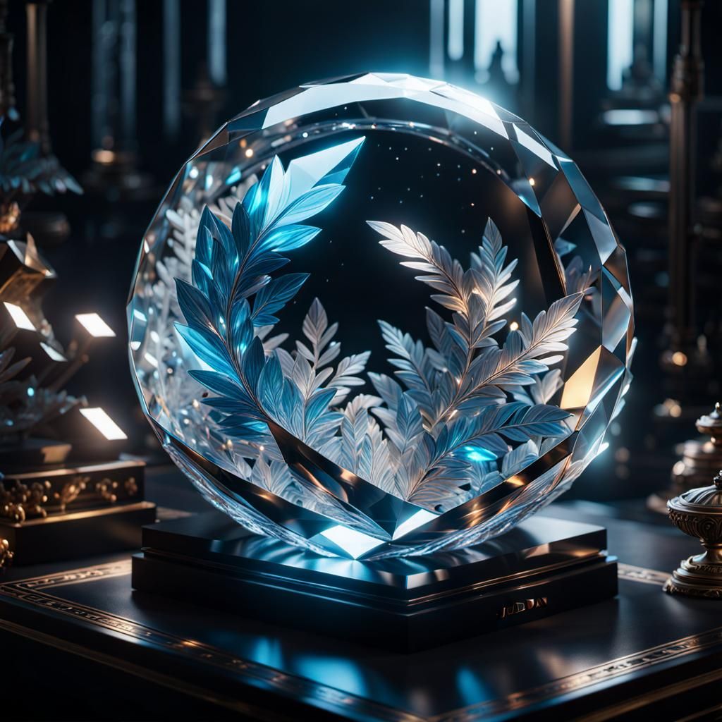 Intricate Crystal Artwork with Dynamic Lighting