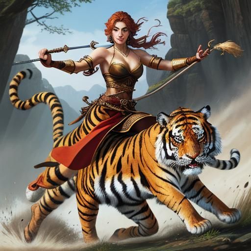 Fierce Female Weretiger Unleashing Inner Beast