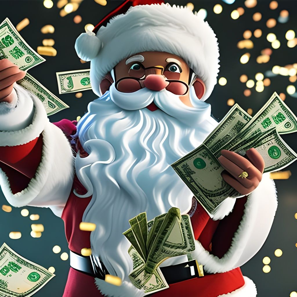 Santa making it rain money