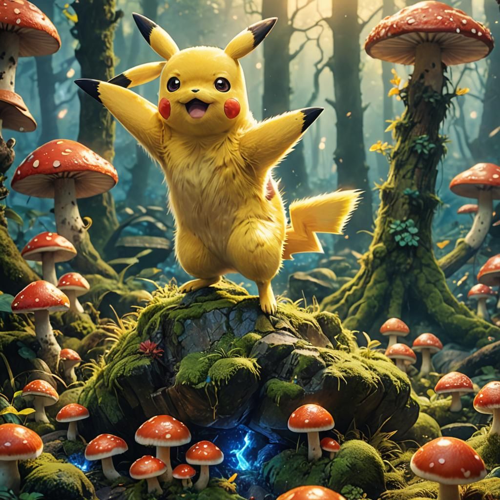 Pikachu in Electric Forest: Fantasy Concept Art