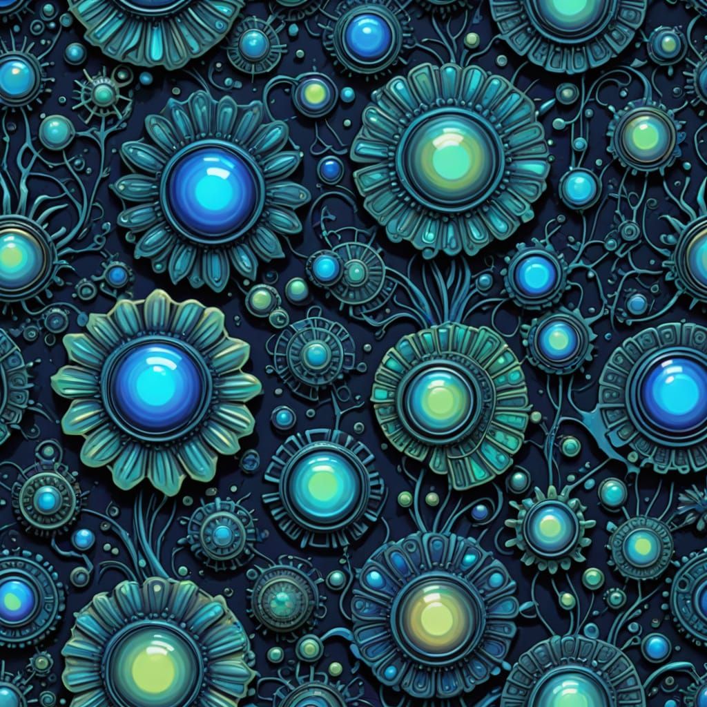 Psychedelic Biopunk Blue Bayou Iridescent Scene