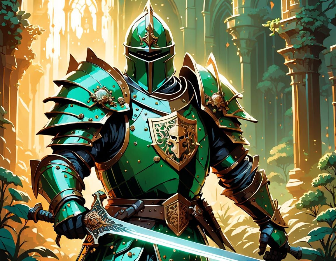 Emerald Paladin in Hyper-Realistic Digital Art