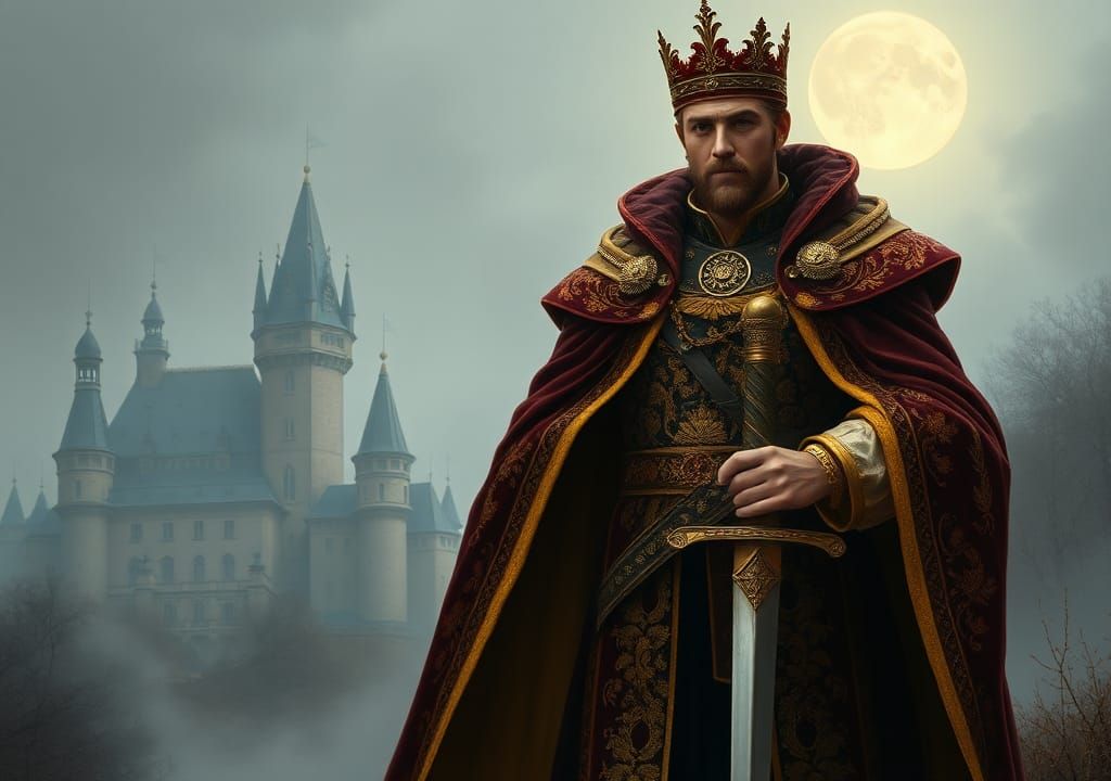 Regal Prince in Medieval Castle, Romantic Realism Style