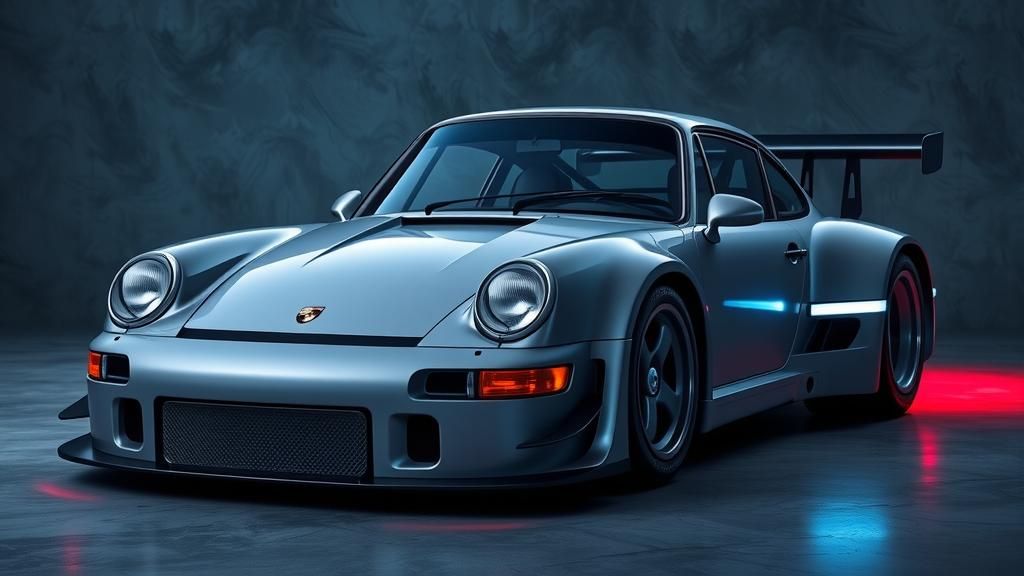 Futuristic Porsche 963 Race Car in Hyperrealistic Rendering