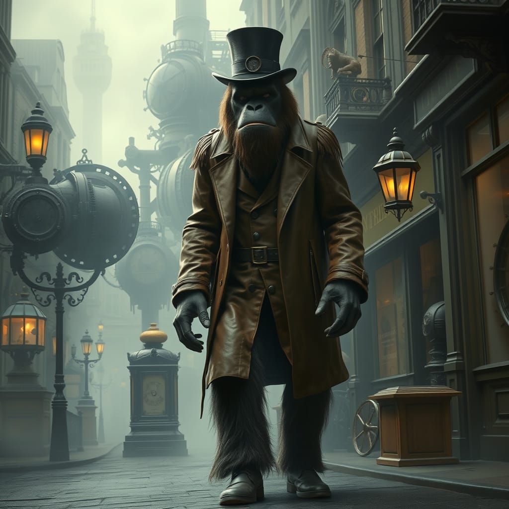 Steampunk Bigfoot in Victorian London Style
