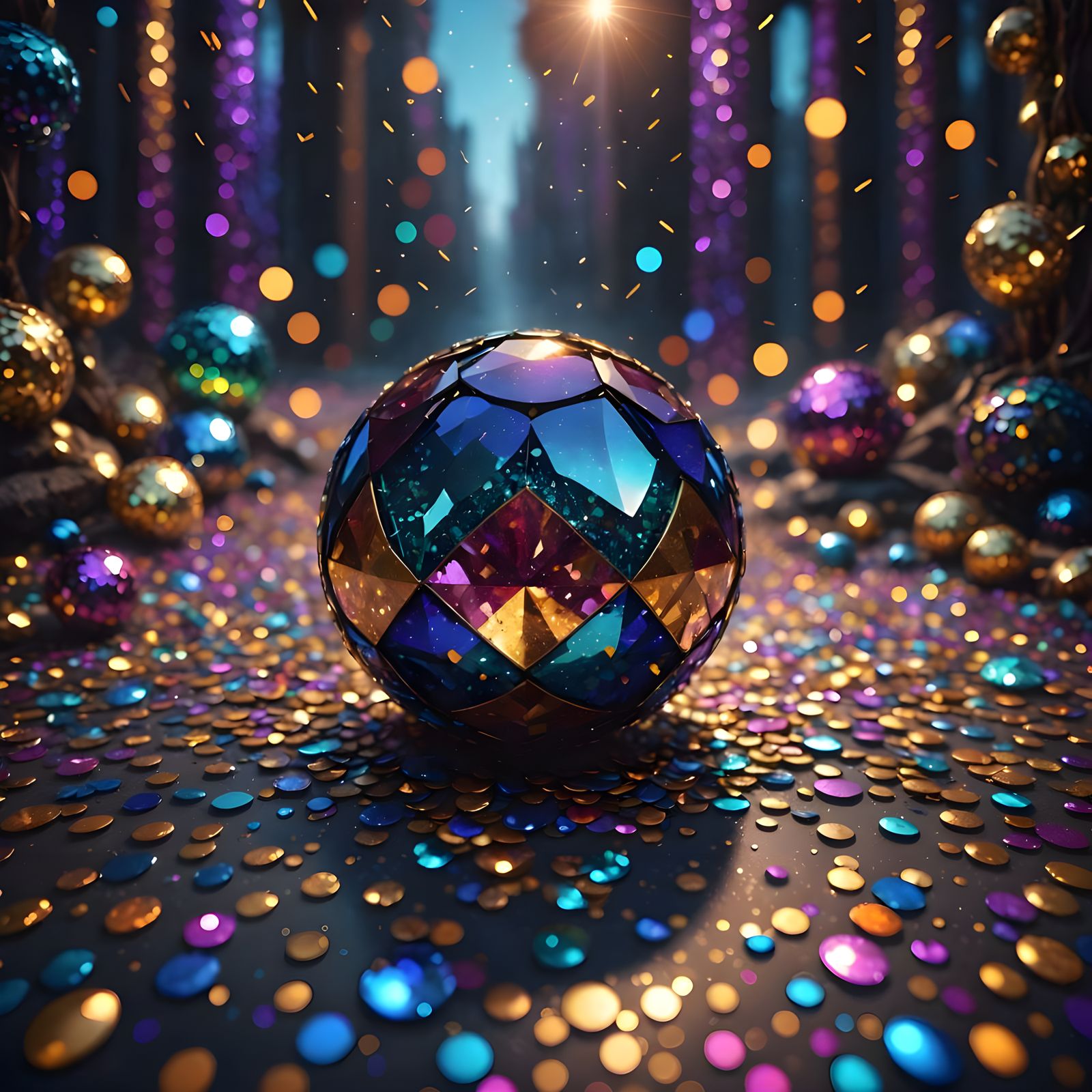 Sequin Dreamscapes: Vibrant Fantasy Art