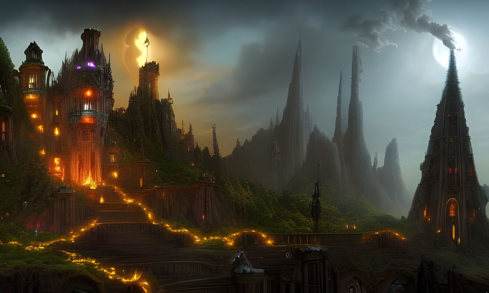 Fantasy Magic Tower on Island, Digital Matte Painting