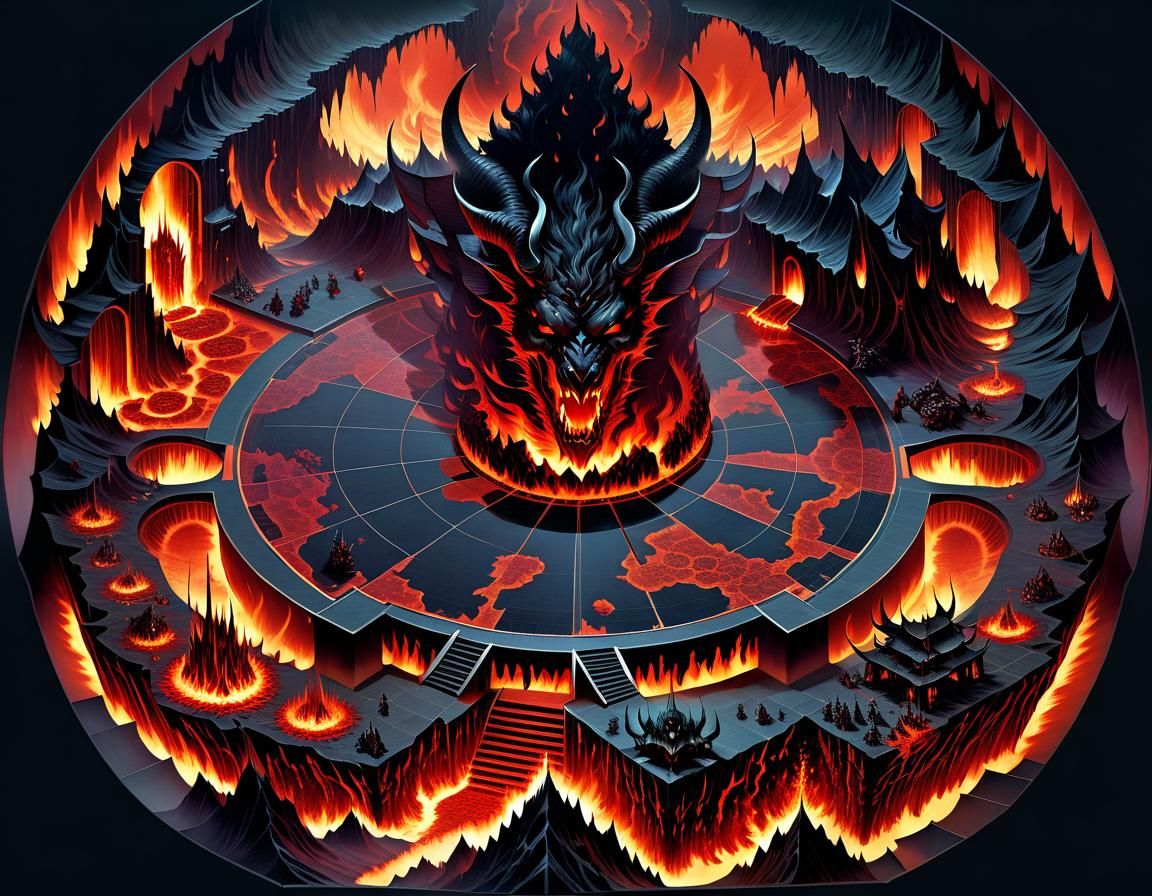 Isometric Hell Chart in Necronomicon Style