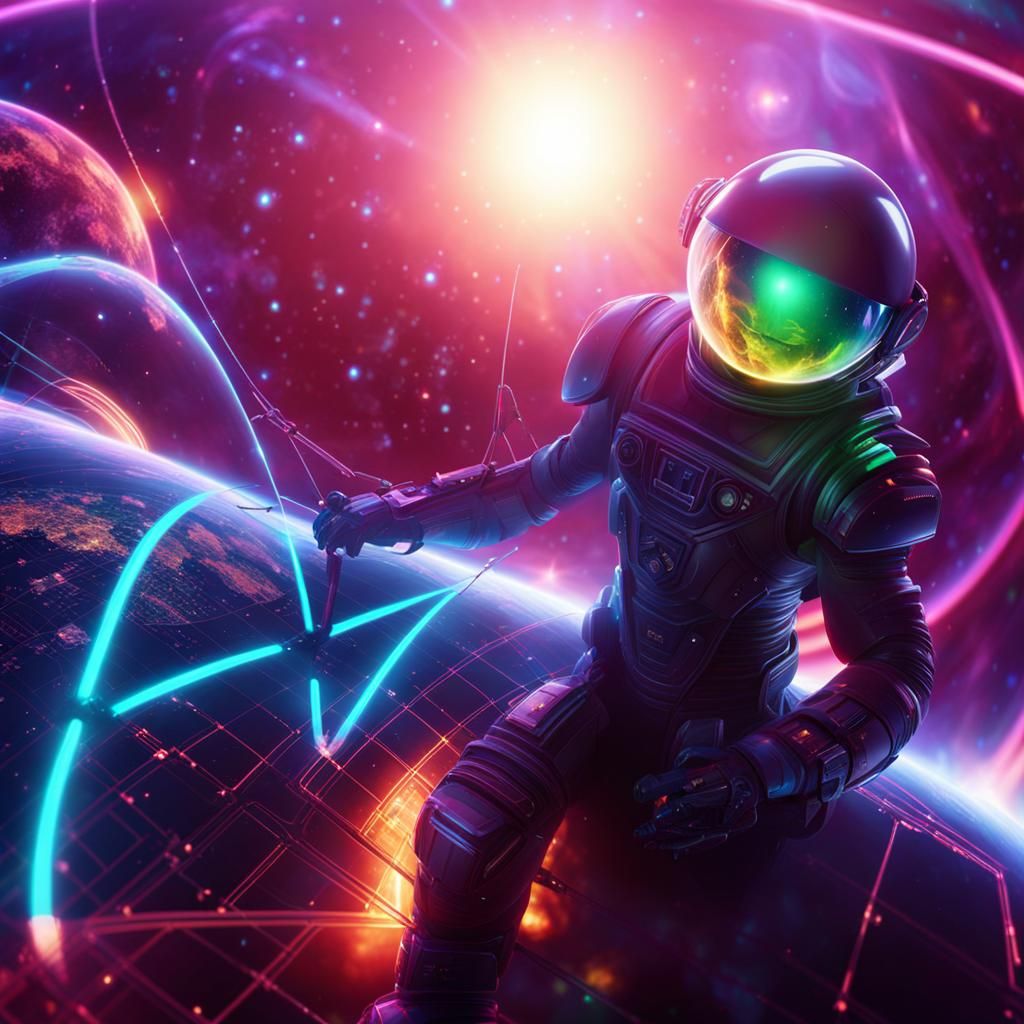 Alien Gazing at Earth in a Celestial Dreamscape