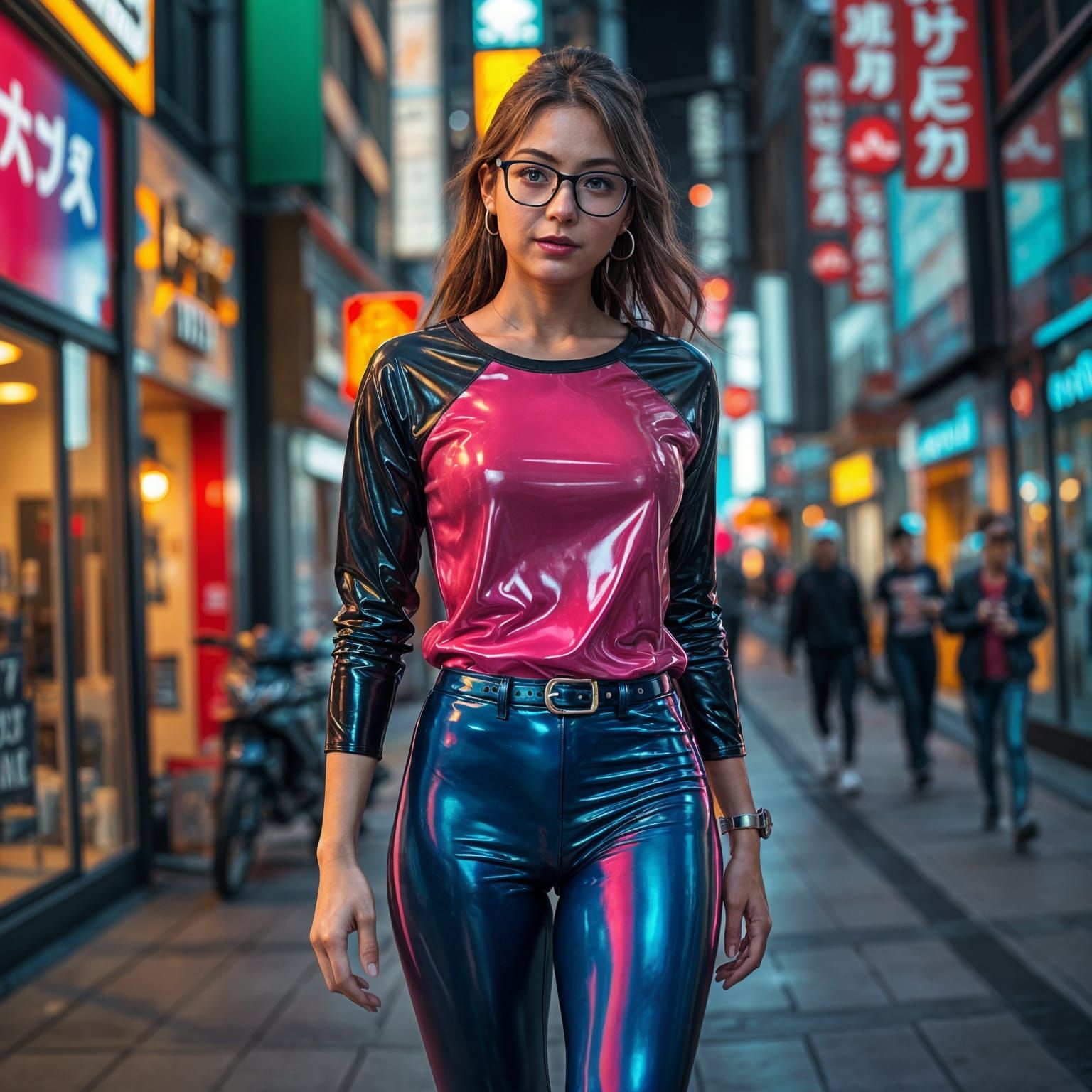 City Girl in Vibrant Anime Style Latex