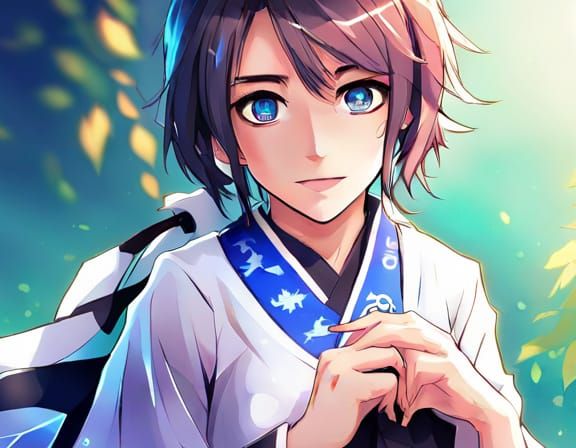 Anime Girl in Genshin Impact Style with Kimono