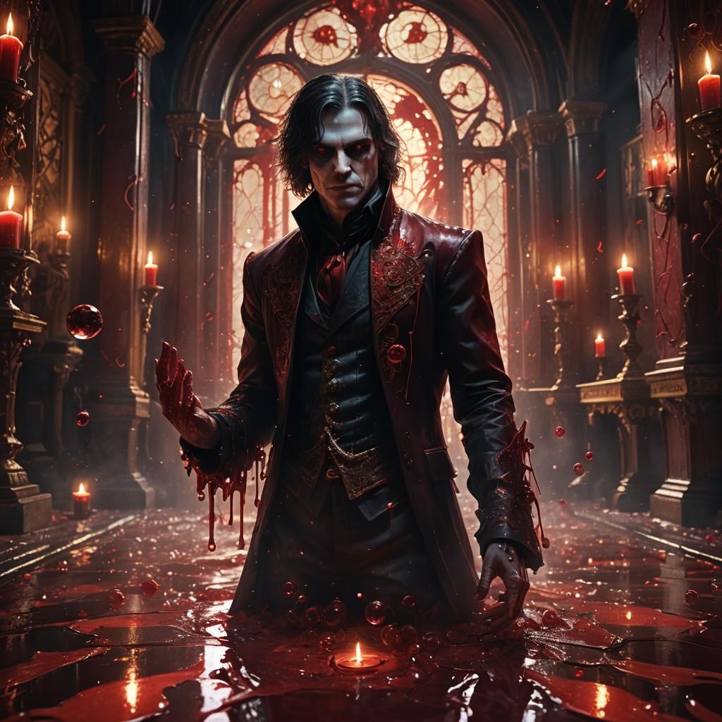 Vampire Chamber Concept Art in Crimson and Gold