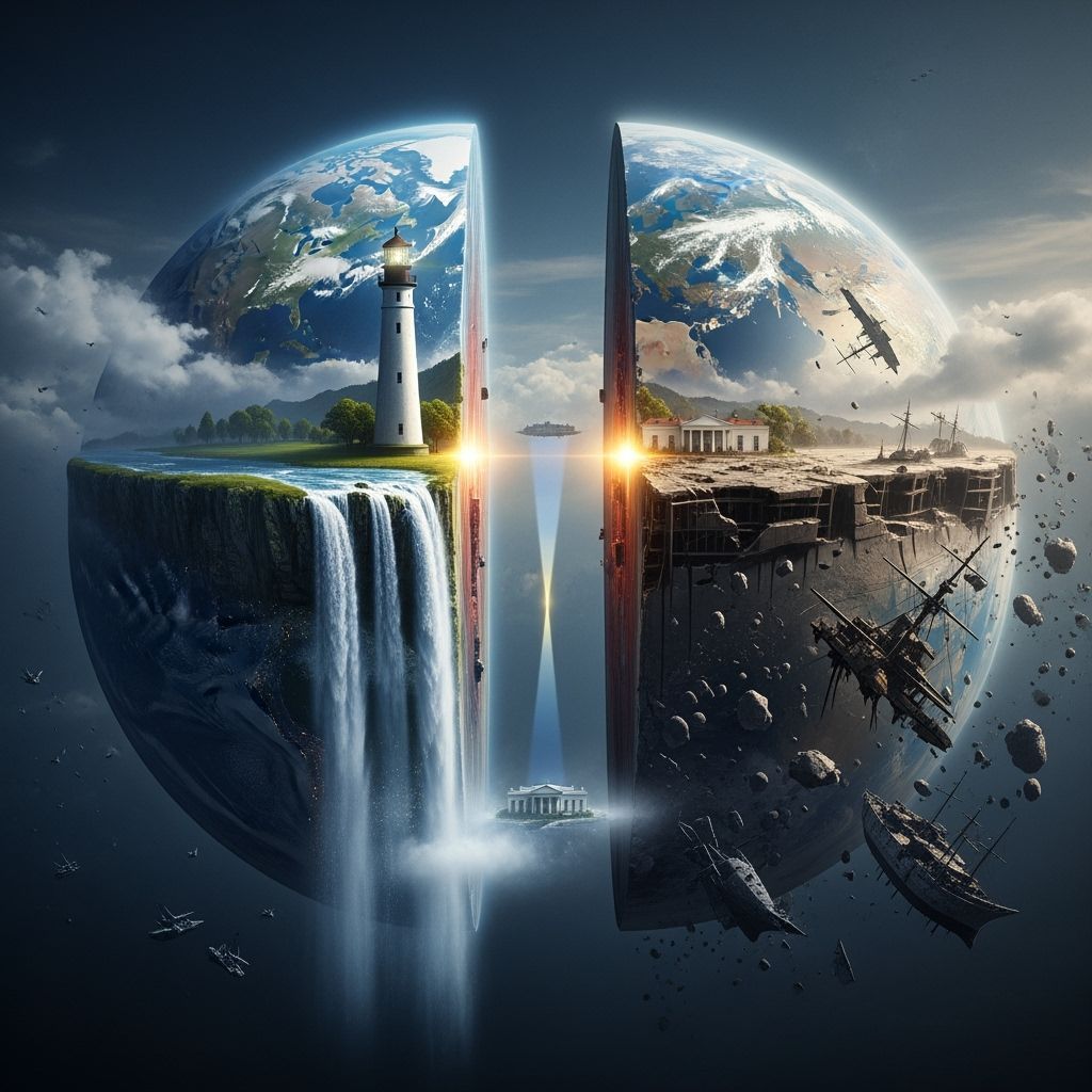 Dystopian Earth Split by a Chasm