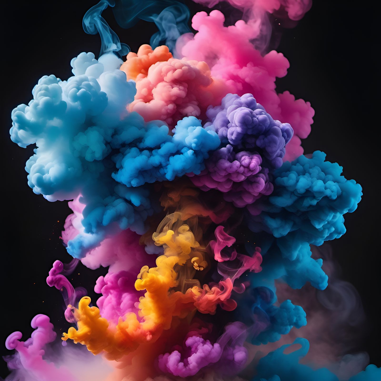 Multicolor Smoke Cloud Splash Art in Oil