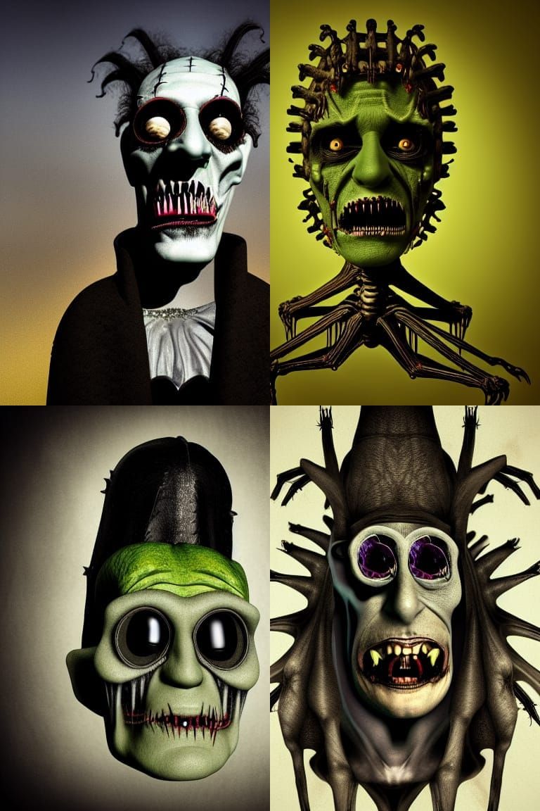 Halloween Frankenstein Portrait in Surreal Style