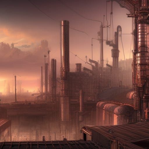 Industrial Rome: Detailed Matte Painting in 8k
