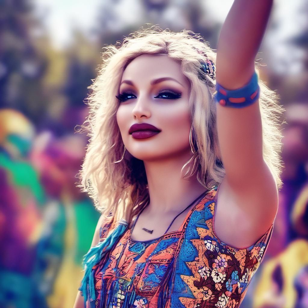 Woman Dancing at Woodstock: Cinematic Film Still
