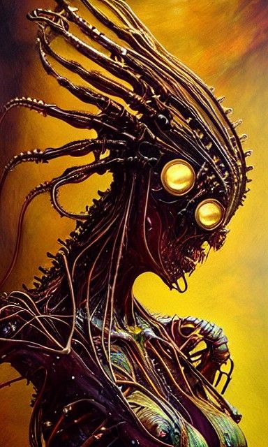Decadent Gold Alien in Biomechanical Style