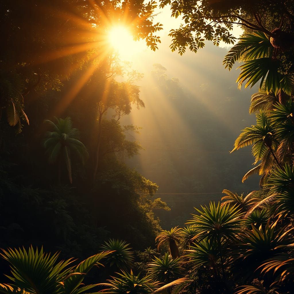 Primeval Jungle Bathed in Golden Light