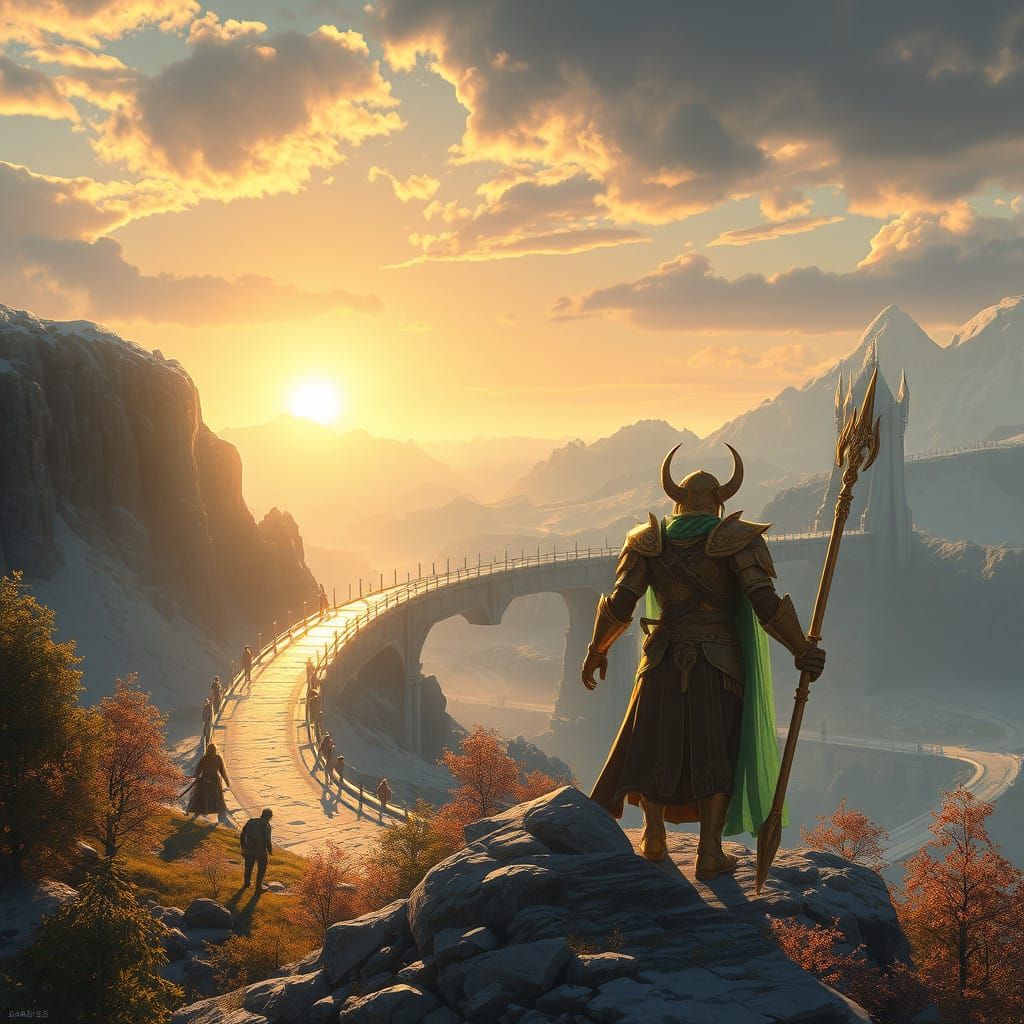 Ethereal Realm of Norse Gods in Vibrant Colors