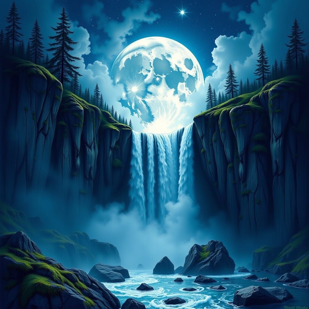 Moonlit Elysium: A Dreamlike Lunar Landscape