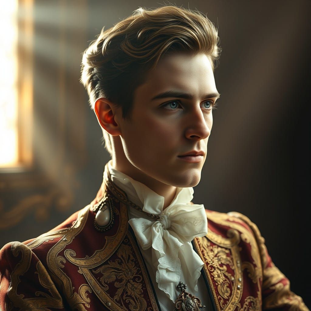 Elegant Aristocrat in Baroque Attire, 8K Portrait with Hyper...