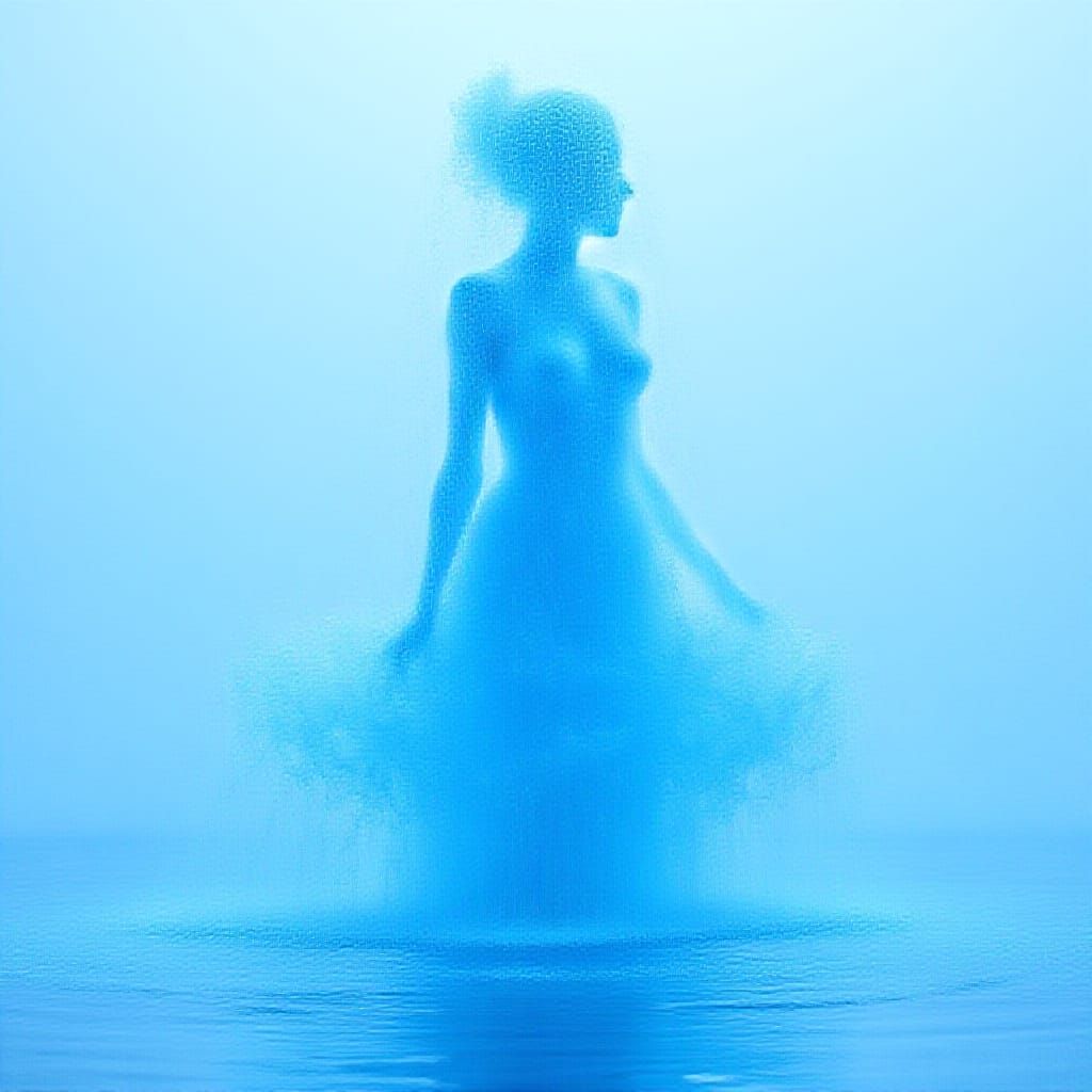 Dancing Blue Form in Water Sculpture
