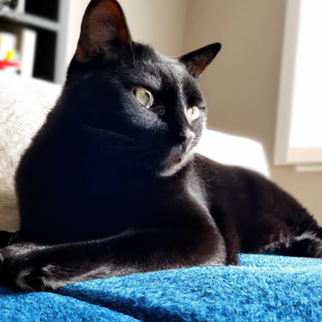 Regal Black Cat with Piercing Blue Eyes