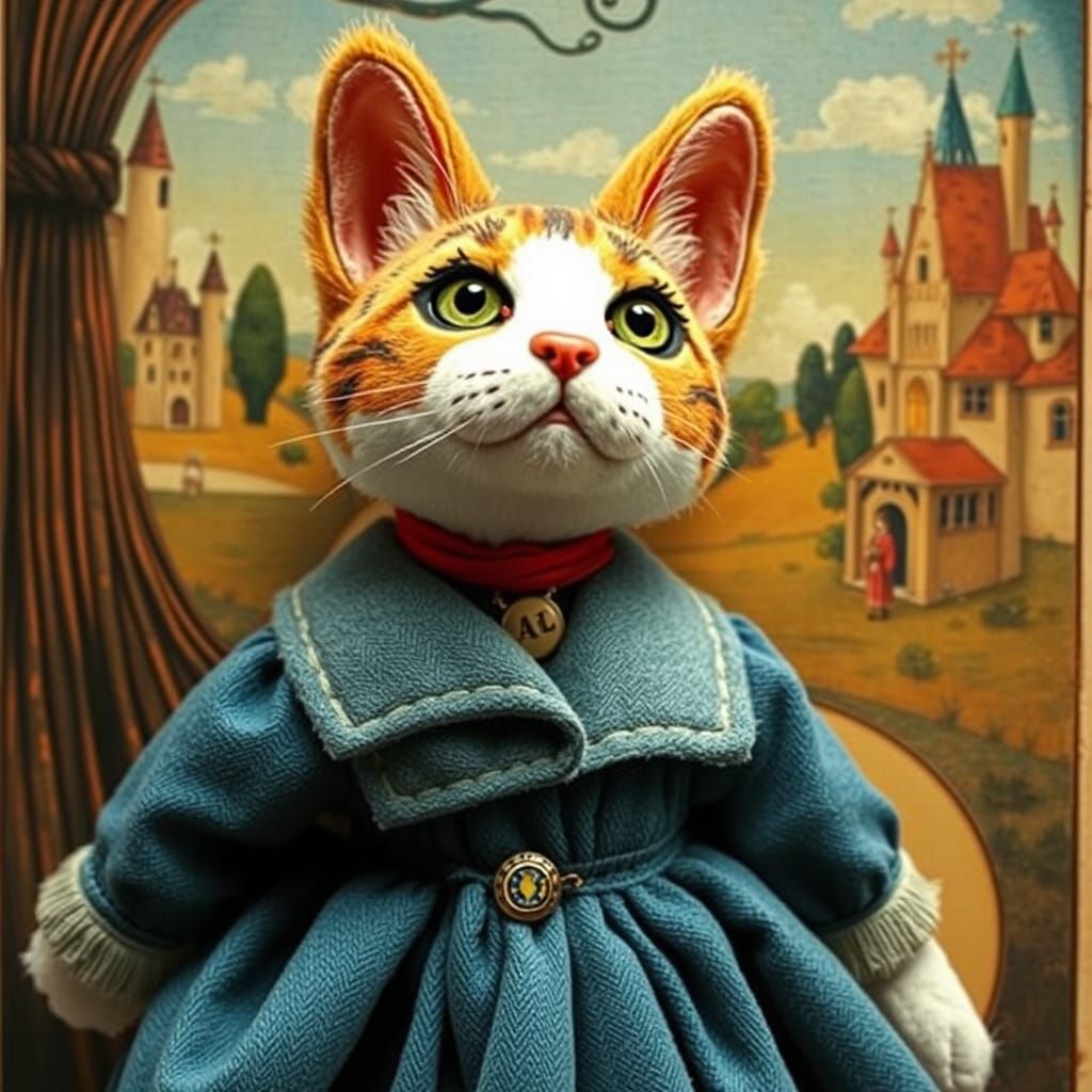 Plush Cat in Wonderland: Vintage Travel Poster