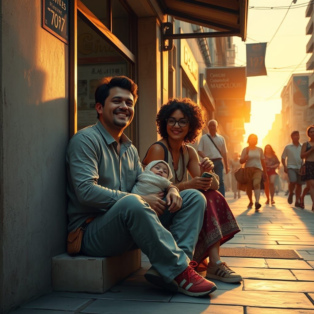 Peaceful Sunset Scene in City Street