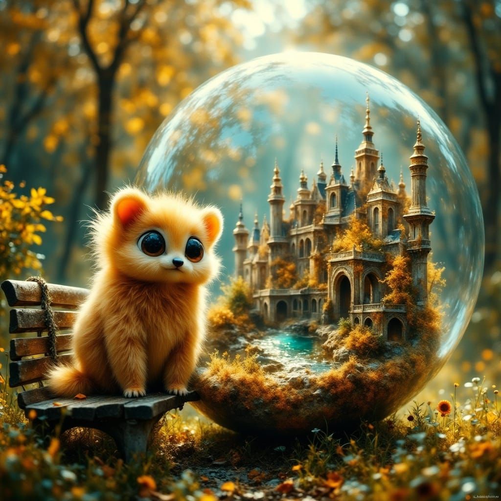 Fluffy Creature Blows Steampunk Bubble City